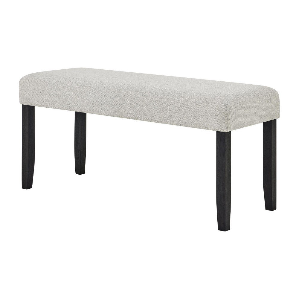 Juli Dining Bench, Gray Fabric Cushion, Wire Brushed Black Wood 41 Inch - BM353078