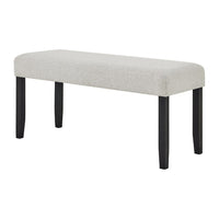Juli Dining Bench, Gray Fabric Cushion, Wire Brushed Black Wood 41 Inch - BM353078