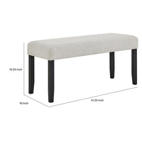Juli Dining Bench, Gray Fabric Cushion, Wire Brushed Black Wood 41 Inch - BM353078