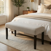 Juli Dining Bench, Gray Fabric Cushion, Wire Brushed Black Wood 41 Inch - BM353078