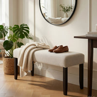 Juli Dining Bench, Gray Fabric Cushion, Wire Brushed Black Wood 41 Inch - BM353078