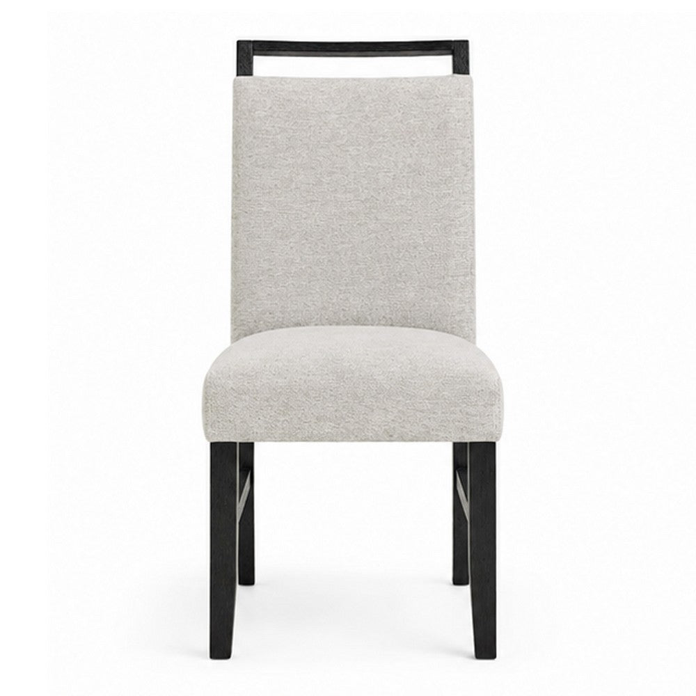 Juli Dining Side Chair Set of 2, Light Gray Cushion Seat, Black Wood - BM353079