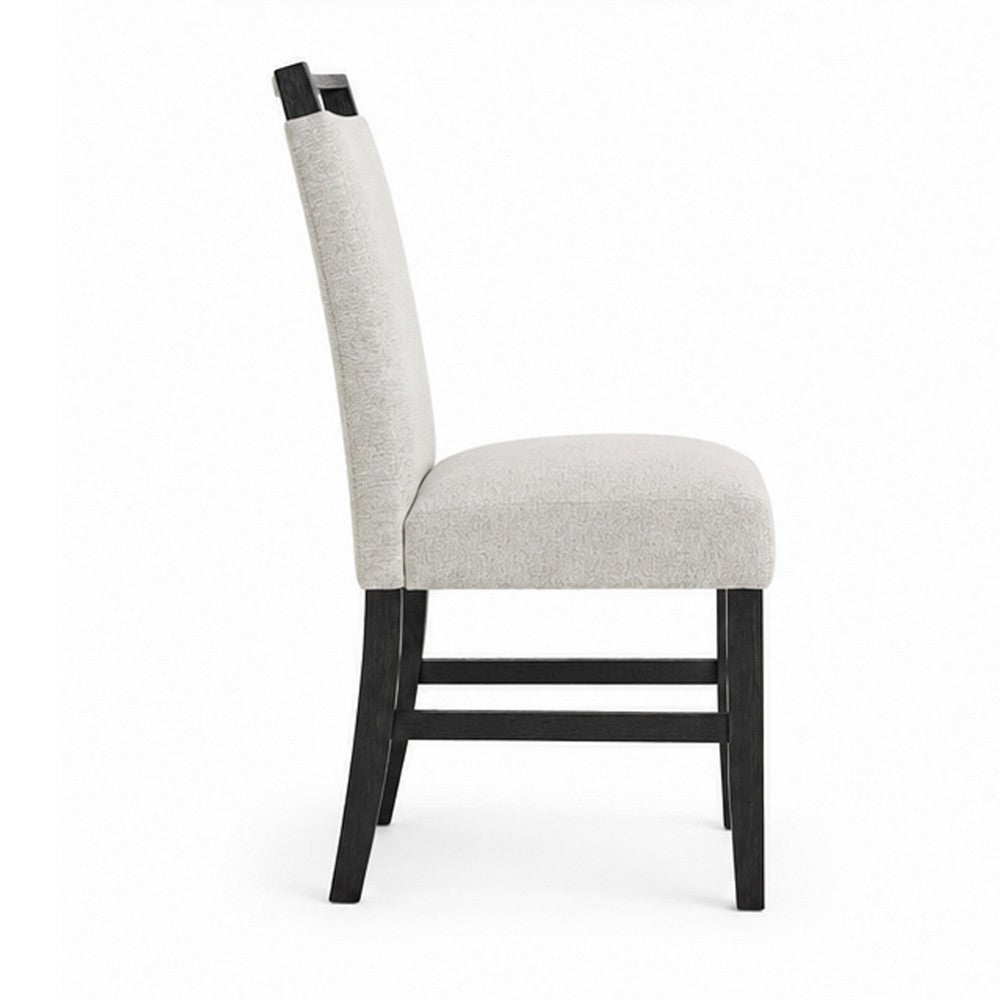 Juli Dining Side Chair Set of 2, Light Gray Cushion Seat, Black Wood - BM353079