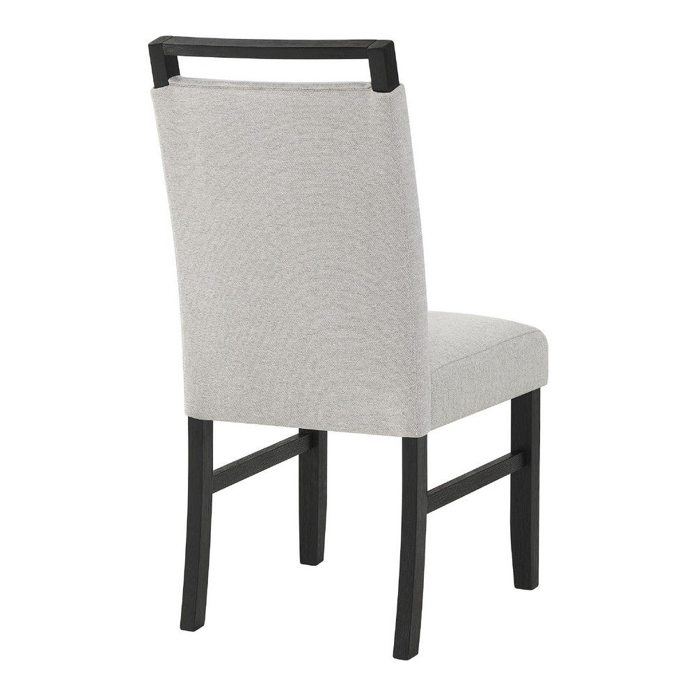 Juli Dining Side Chair Set of 2, Light Gray Cushion Seat, Black Wood - BM353079