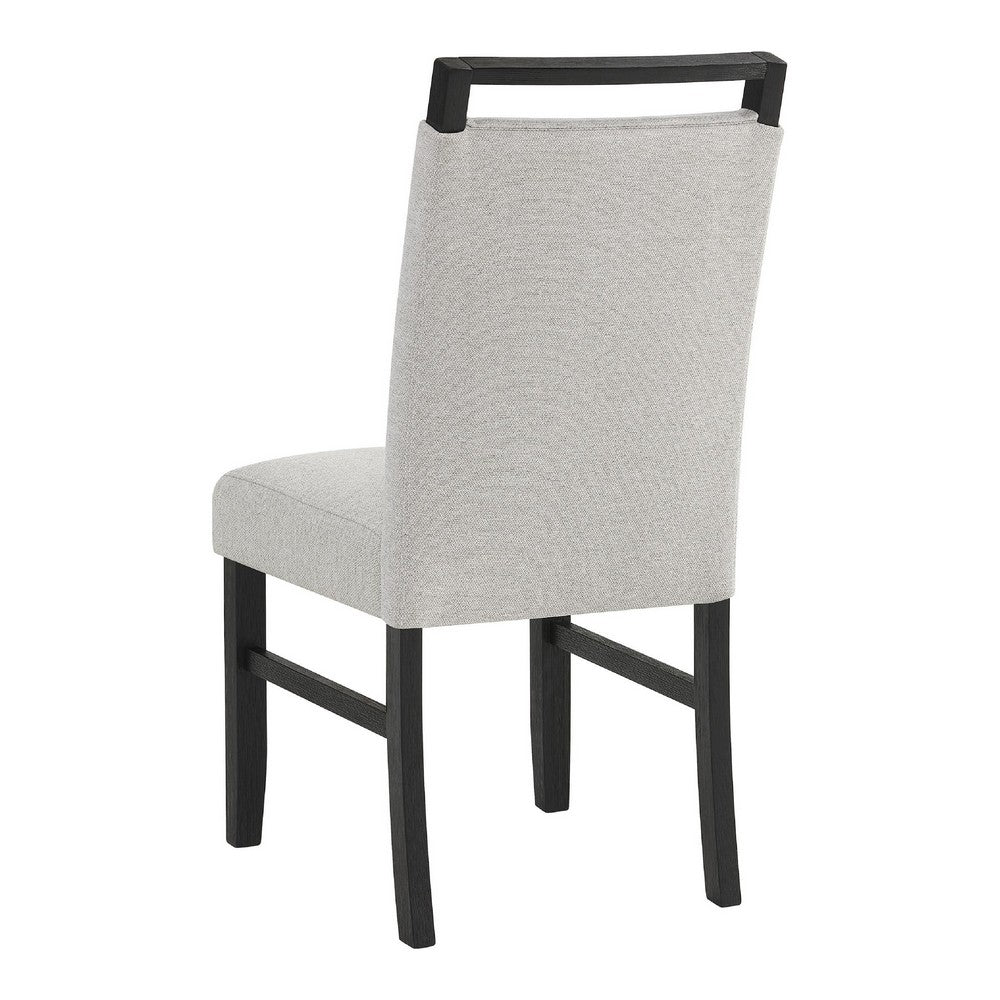 Juli Dining Side Chair Set of 2, Light Gray Cushion Seat, Black Wood - BM353079