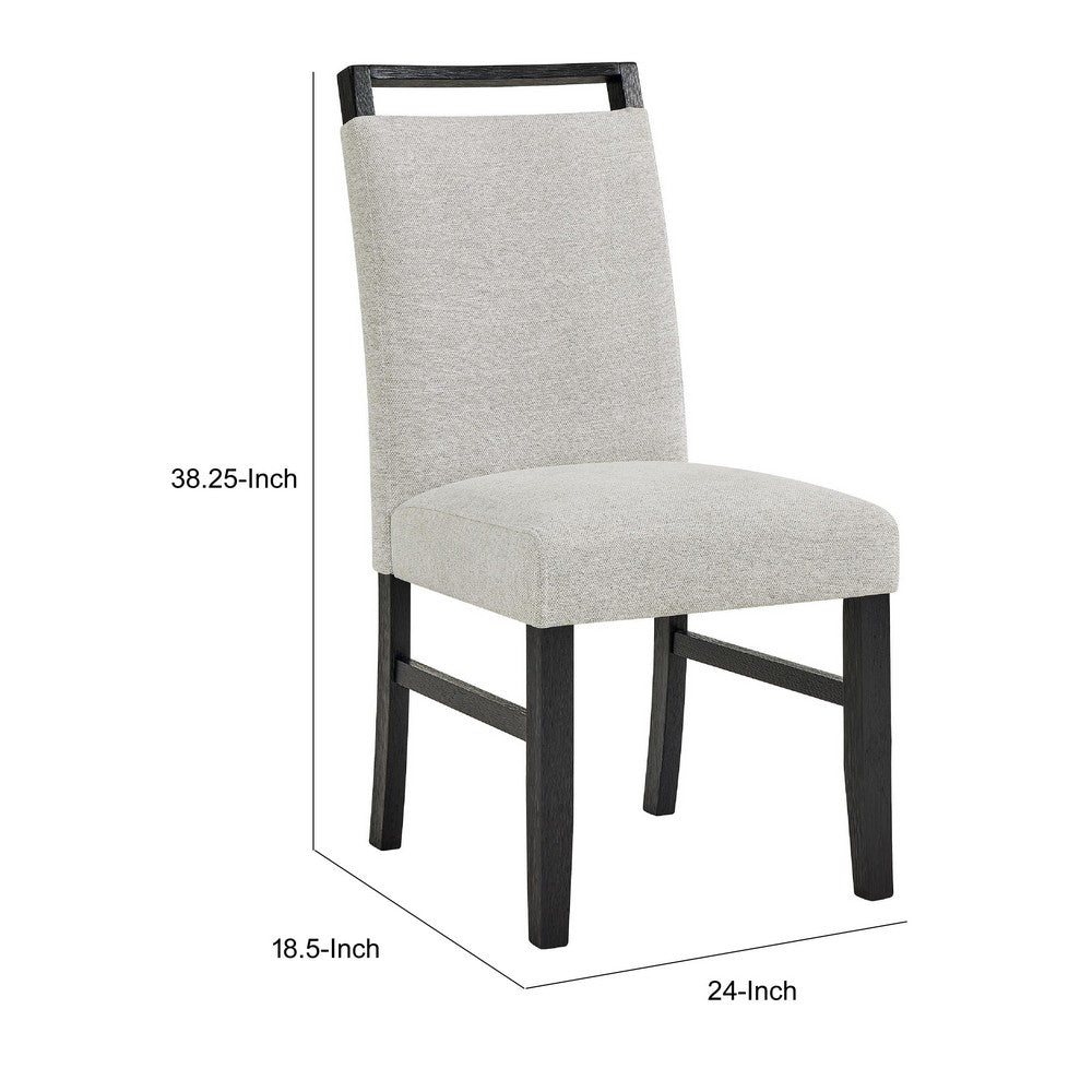 Juli Dining Side Chair Set of 2, Light Gray Cushion Seat, Black Wood - BM353079