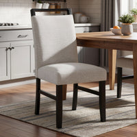 Juli Dining Side Chair Set of 2, Light Gray Cushion Seat, Black Wood - BM353079