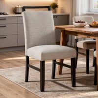 Juli Dining Side Chair Set of 2, Light Gray Cushion Seat, Black Wood - BM353079