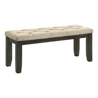 Heri Dining Bench, Tufted Seat Cushion, Beige, Chocolate Brown 48 Inch - BM353081