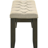 Heri Dining Bench, Tufted Seat Cushion, Beige, Chocolate Brown 48 Inch - BM353081