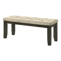 Heri Dining Bench, Tufted Seat Cushion, Beige, Chocolate Brown 48 Inch - BM353081