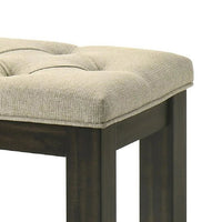 Heri Dining Bench, Tufted Seat Cushion, Beige, Chocolate Brown 48 Inch - BM353081