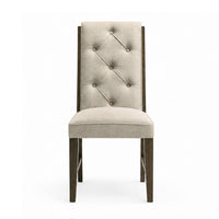 Heri Dining Side Chair Set of 2, Tufted Back, Beige, Chocolate Brown - BM353082