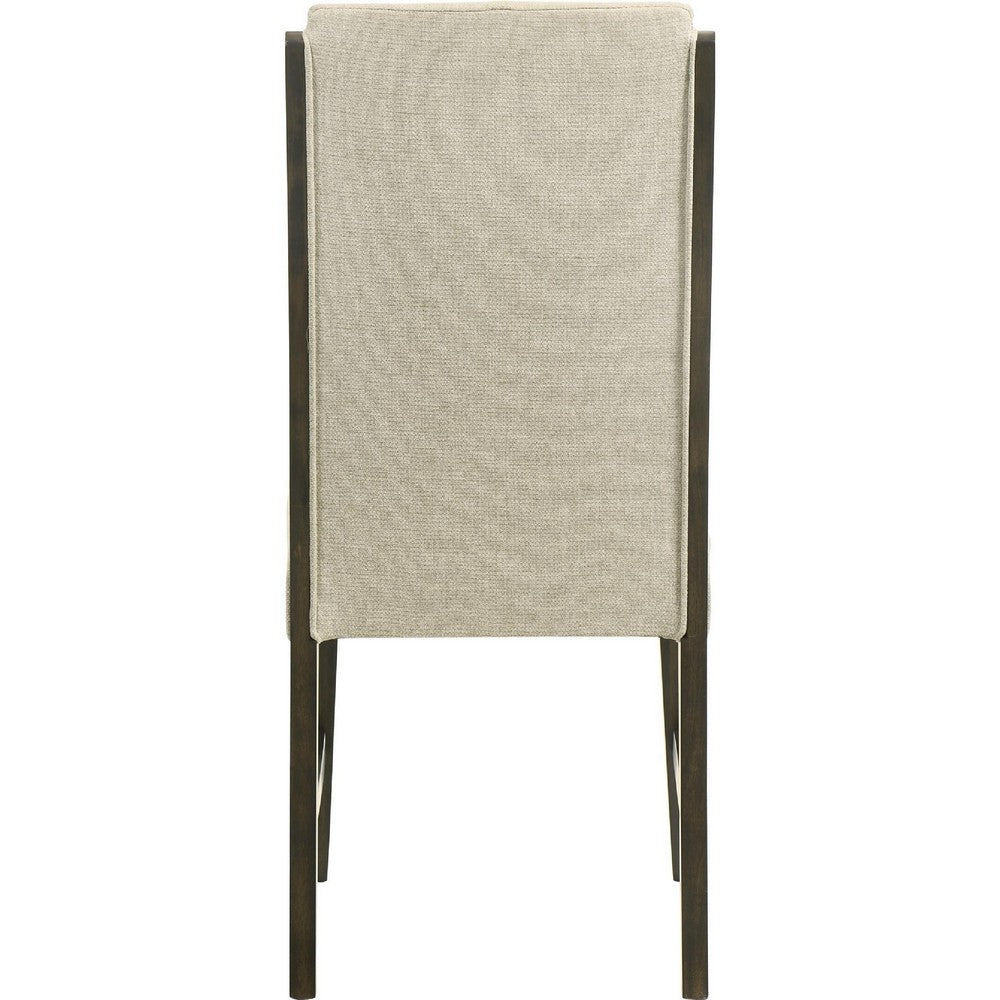 Heri Dining Side Chair Set of 2, Tufted Back, Beige, Chocolate Brown - BM353082
