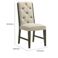 Heri Dining Side Chair Set of 2, Tufted Back, Beige, Chocolate Brown - BM353082