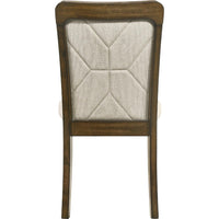 Moor Dining Side Chair Set of 2, Geometric Design Back, Off White, Oak Brown - BM353084