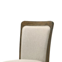 Moor Dining Side Chair Set of 2, Geometric Design Back, Off White, Oak Brown - BM353084