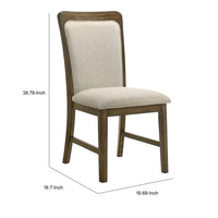 Moor Dining Side Chair Set of 2, Geometric Design Back, Off White, Oak Brown - BM353084