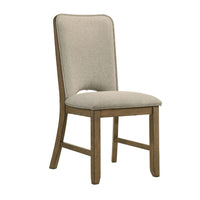 Rell Dining Side Chair Set of 2, Cutout Back, Beige Cushions, Antique Brown - BM353086