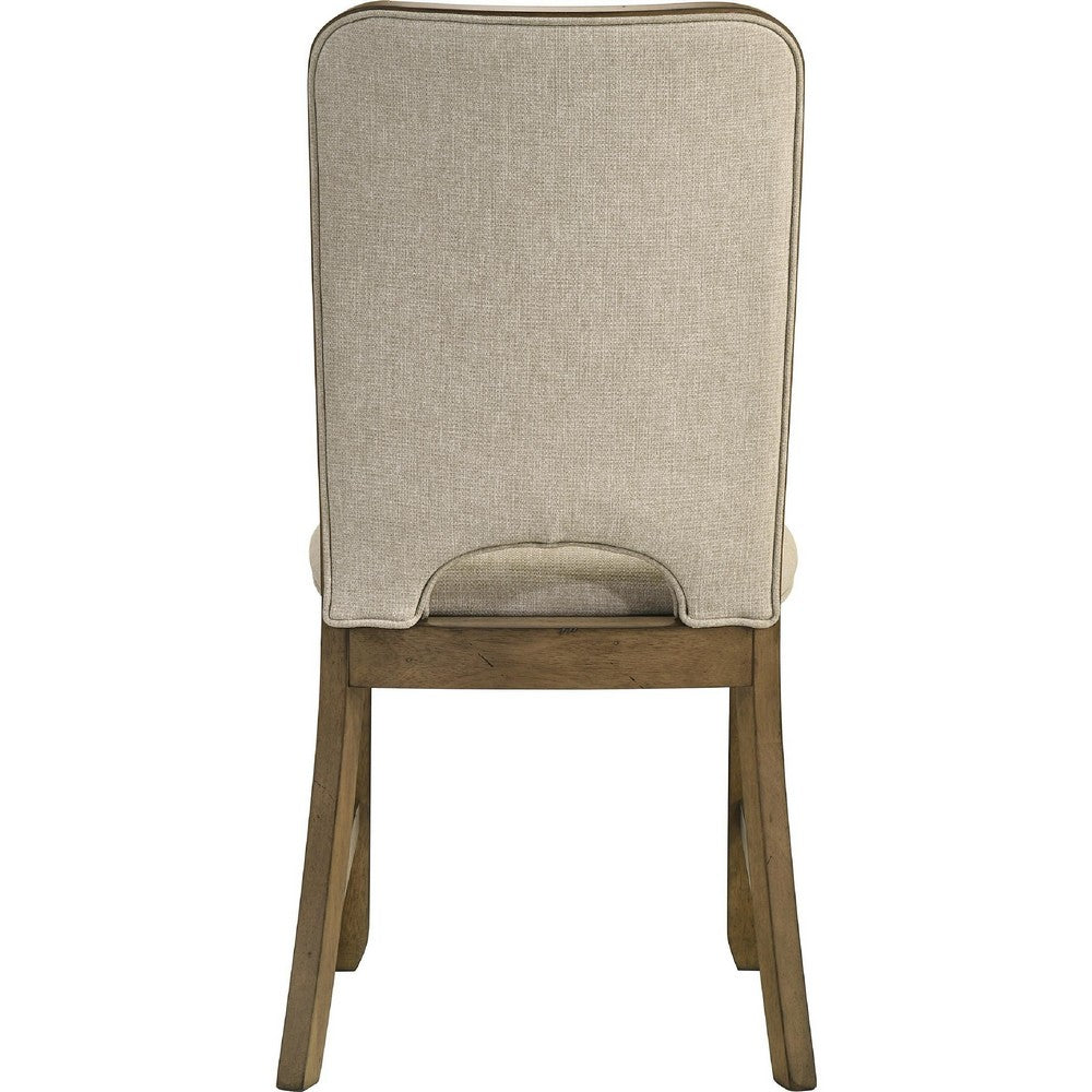 Rell Dining Side Chair Set of 2, Cutout Back, Beige Cushions, Antique Brown - BM353086