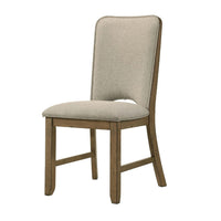 Rell Dining Side Chair Set of 2, Cutout Back, Beige Cushions, Antique Brown - BM353086