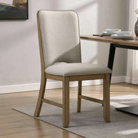 Rell Dining Side Chair Set of 2, Cutout Back, Beige Cushions, Antique Brown - BM353086
