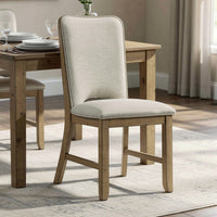 Rell Dining Side Chair Set of 2, Cutout Back, Beige Cushions, Antique Brown - BM353086