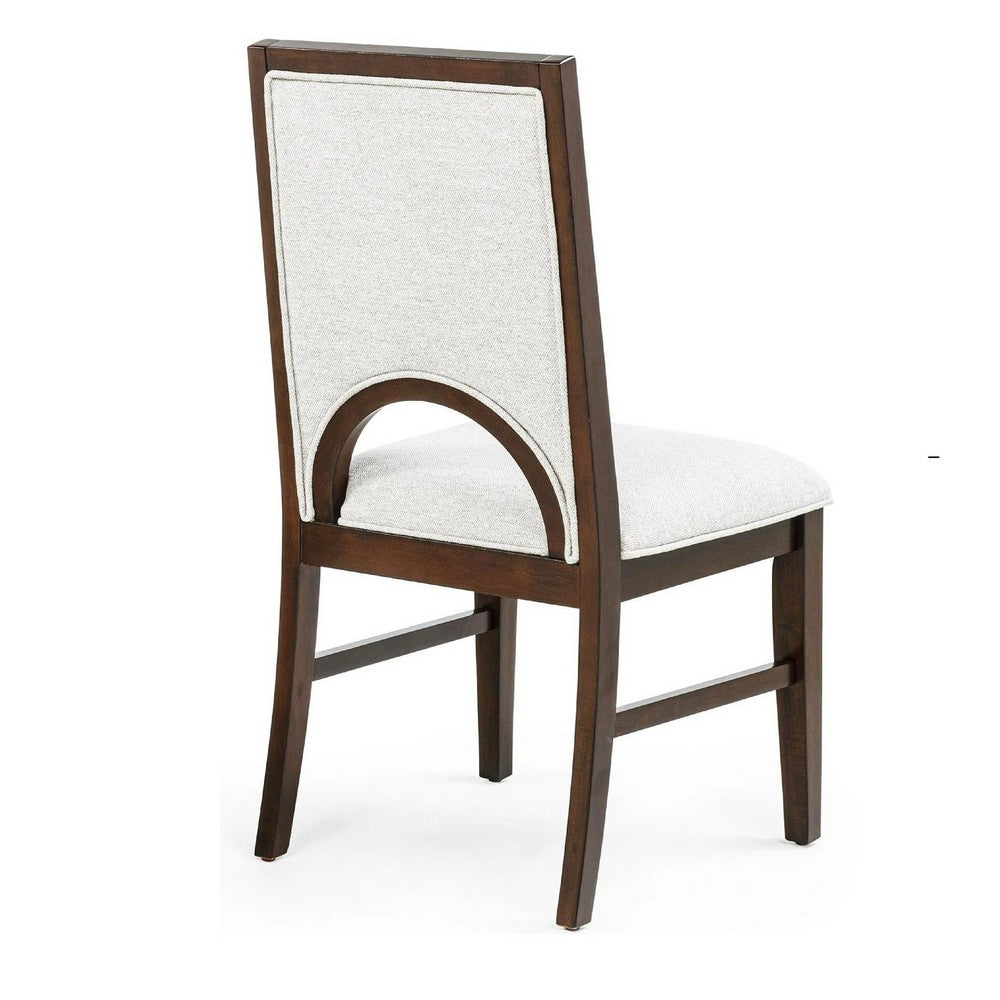 Mali Dining Side Chair Set of 2, Cutout Back , Dove Gray Fabric, Dark Brown - BM353089