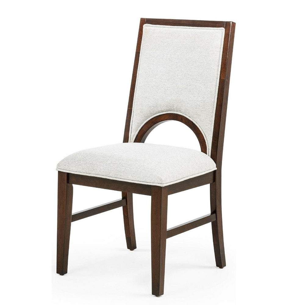 Mali Dining Side Chair Set of 2, Cutout Back , Dove Gray Fabric, Dark Brown - BM353089