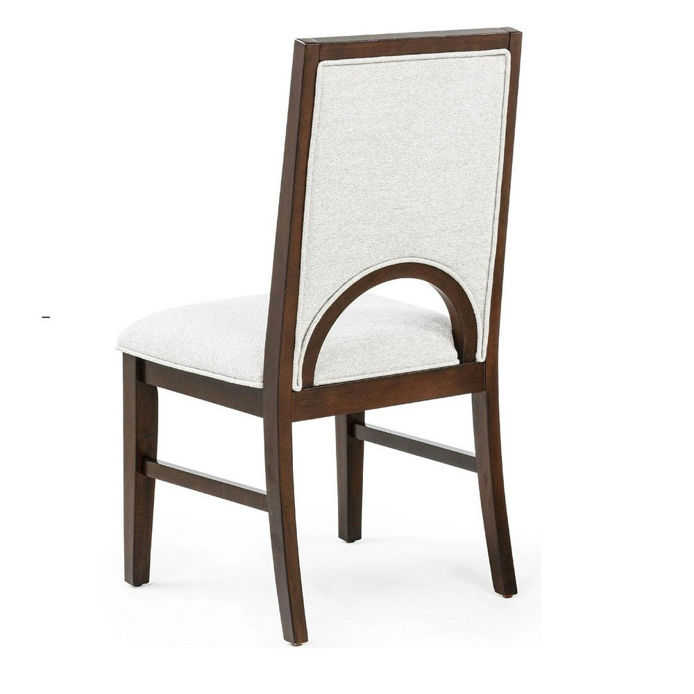 Mali Dining Side Chair Set of 2, Cutout Back , Dove Gray Fabric, Dark Brown - BM353089