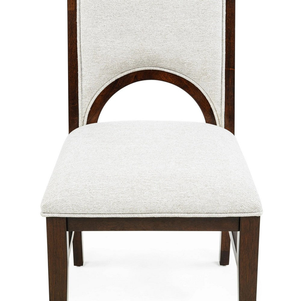 Mali Dining Side Chair Set of 2, Cutout Back , Dove Gray Fabric, Dark Brown - BM353089