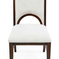 Mali Dining Side Chair Set of 2, Cutout Back , Dove Gray Fabric, Dark Brown - BM353089