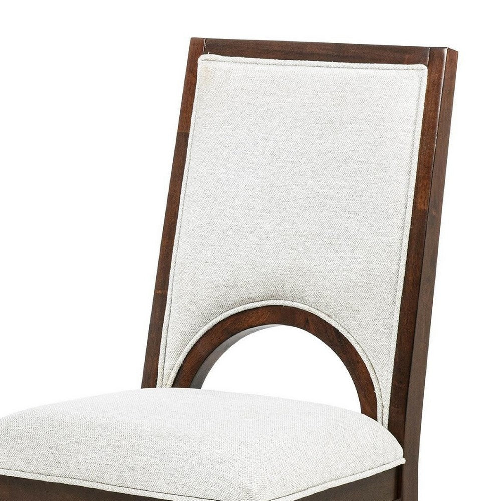 Mali Dining Side Chair Set of 2, Cutout Back , Dove Gray Fabric, Dark Brown - BM353089