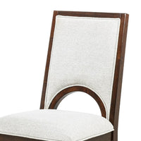 Mali Dining Side Chair Set of 2, Cutout Back , Dove Gray Fabric, Dark Brown - BM353089