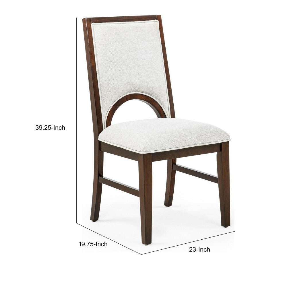 Mali Dining Side Chair Set of 2, Cutout Back , Dove Gray Fabric, Dark Brown - BM353089