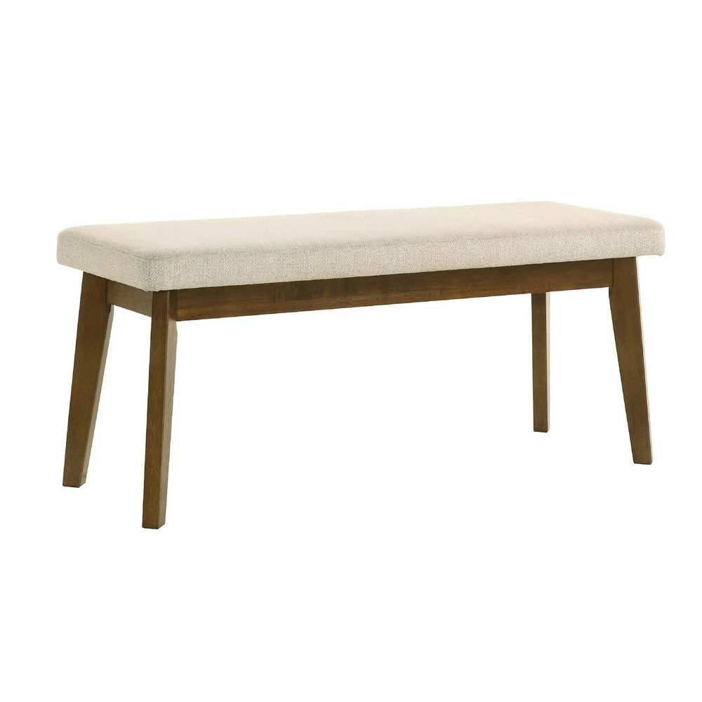 Stan Dining Bench, Noble Platinum Beige Seat, Smoke Walnut Brown 45 Inch - BM353092