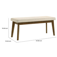 Stan Dining Bench, Noble Platinum Beige Seat, Smoke Walnut Brown 45 Inch - BM353092