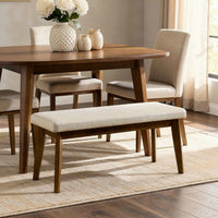 Stan Dining Bench, Noble Platinum Beige Seat, Smoke Walnut Brown 45 Inch - BM353092