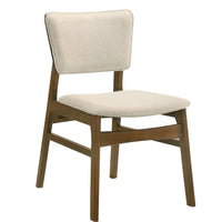 Stan Dining Chair Set of 2, Noble Platinum Beige Fabric, Walnut Brown - BM353093
