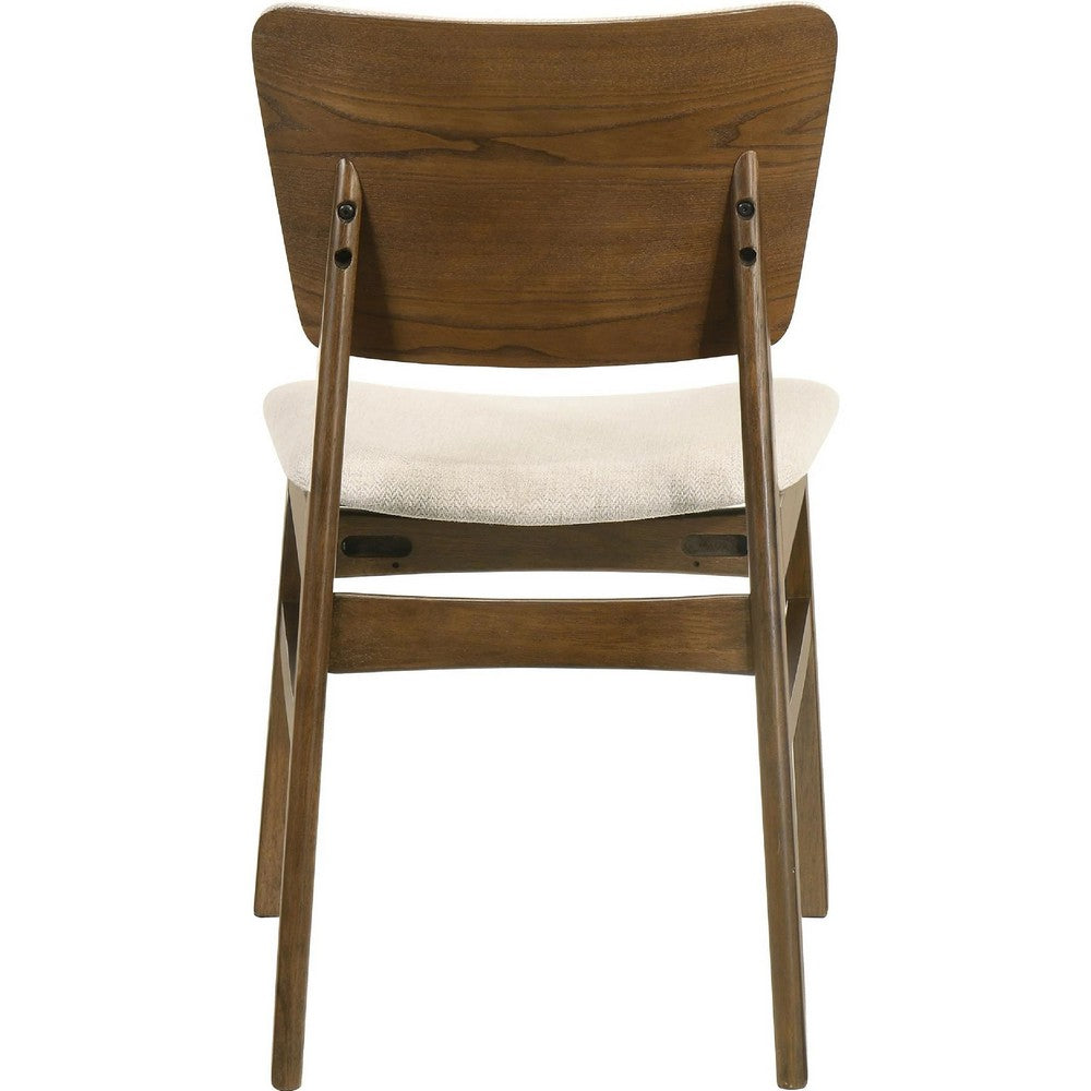 Stan Dining Chair Set of 2, Noble Platinum Beige Fabric, Walnut Brown - BM353093