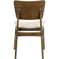 Stan Dining Chair Set of 2, Noble Platinum Beige Fabric, Walnut Brown - BM353093