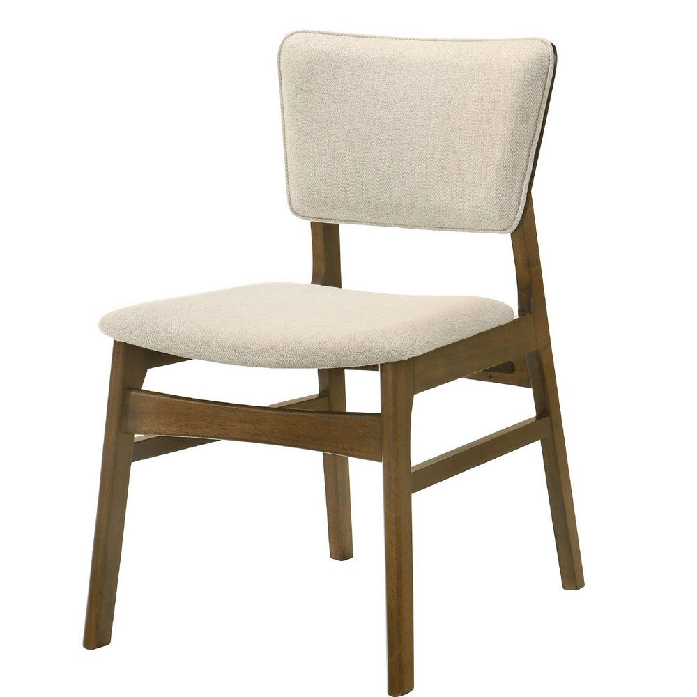 Stan Dining Chair Set of 2, Noble Platinum Beige Fabric, Walnut Brown - BM353093