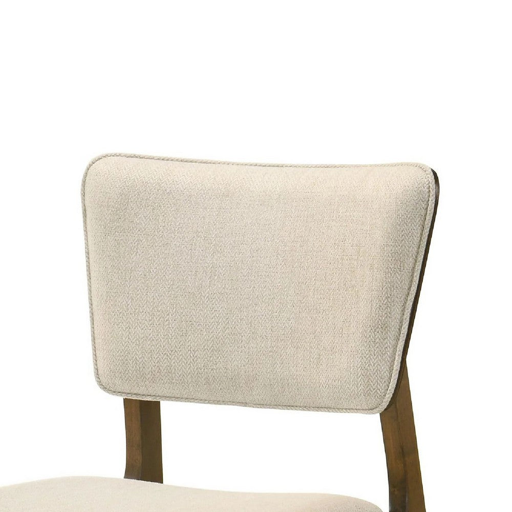 Stan Dining Chair Set of 2, Noble Platinum Beige Fabric, Walnut Brown - BM353093