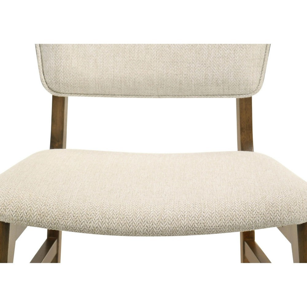 Stan Dining Chair Set of 2, Noble Platinum Beige Fabric, Walnut Brown - BM353093