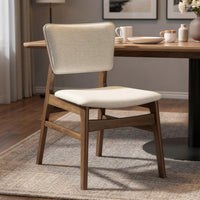 Stan Dining Chair Set of 2, Noble Platinum Beige Fabric, Walnut Brown - BM353093
