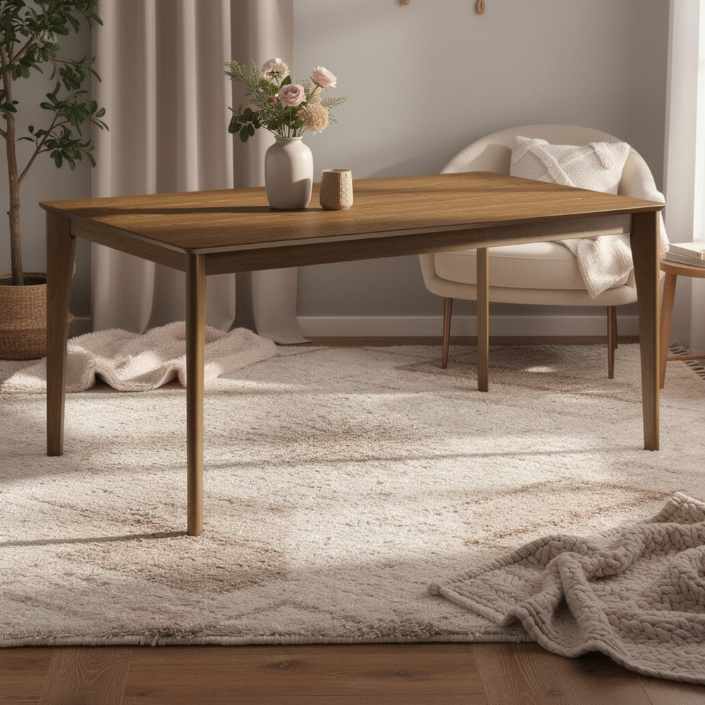 Stan Rectangular Dining Table, Flared Legs, Smoke Walnut Brown 63 Inch - BM353094