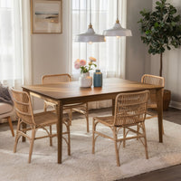 Stan Rectangular Dining Table, Flared Legs, Smoke Walnut Brown 63 Inch - BM353094