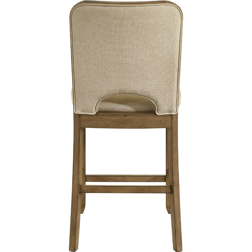 Rell Counter Stool Chair Set of 2, Cutout Back, Beige, Antique Brown - BM353095
