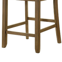 Rell Counter Stool Chair Set of 2, Cutout Back, Beige, Antique Brown - BM353095