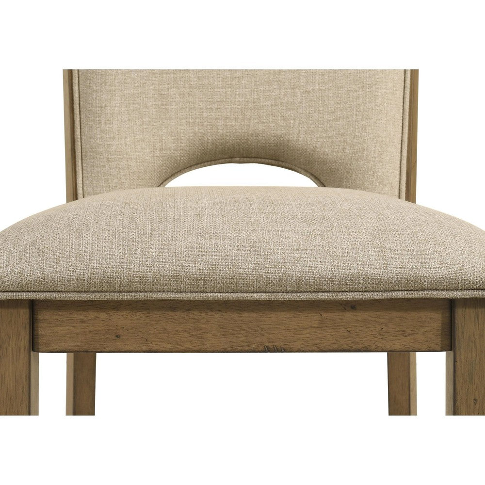 Rell Counter Stool Chair Set of 2, Cutout Back, Beige, Antique Brown - BM353095